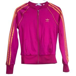 Y2K Vintage Girls size M Adidas Pink Nylon Zip Up Jacket
